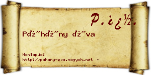 Páhány Éva névjegykártya