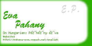 eva pahany business card